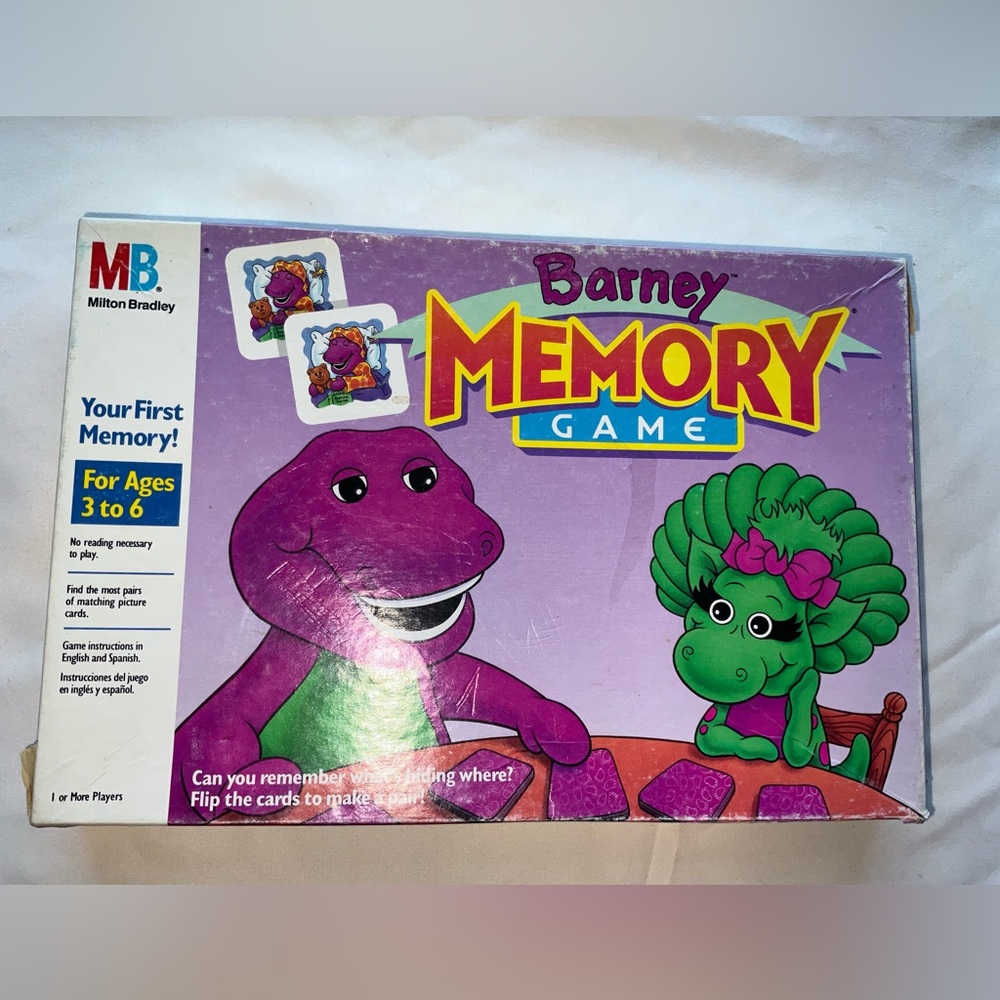 Vintage 1993 Barney Memory Game Milton Bradley Complete Set